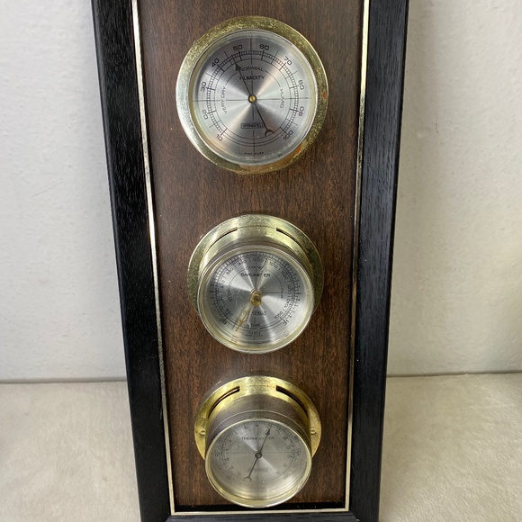 Vtg 3 Gauge Springfield Weather Station Temperature Humidity Barometer - Picture 1 of 9